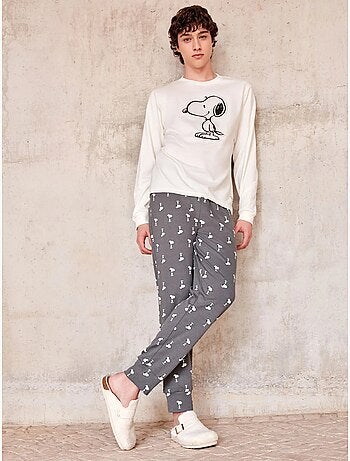 Pijama largo de hombre de Snoopy en tejido punto con algodón