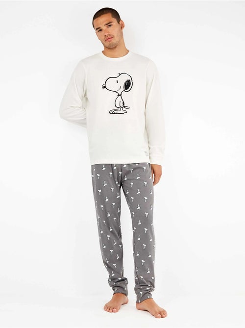 Pijama largo de hombre de Snoopy en tejido punto con algodón - Kiabi