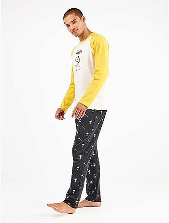 Pijama largo de hombre Snoopy en punto de algodón