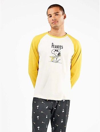 Pijama largo de hombre Snoopy en punto de algodón