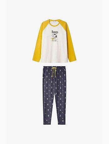 Pijama largo de hombre Snoopy en punto de algodón