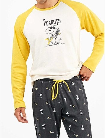 Pijama largo de hombre Snoopy en punto de algodón