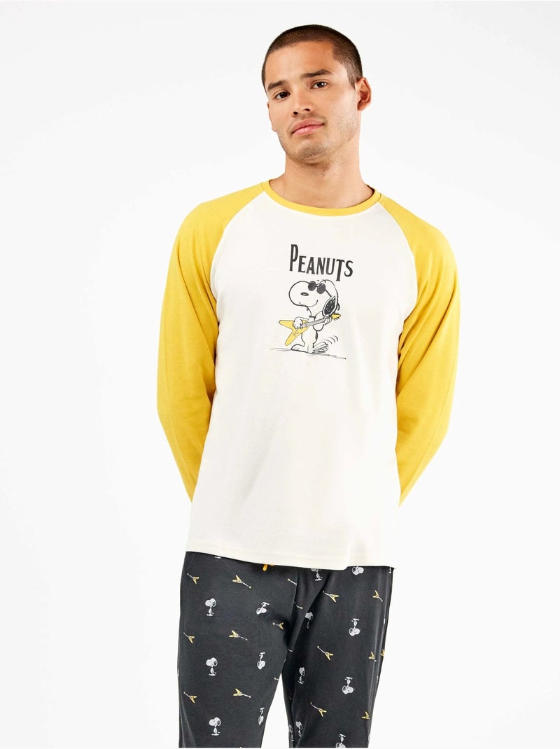 Pijama largo de hombre Snoopy en punto de algodón Crudo - Kiabi