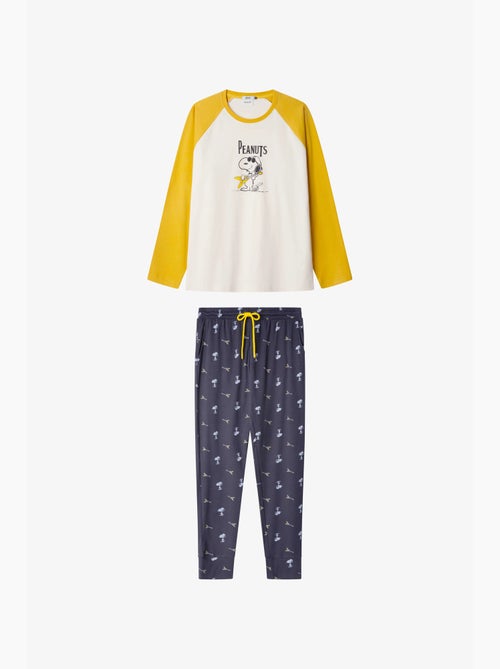 Pijama largo de hombre Snoopy en punto de algodón - Kiabi