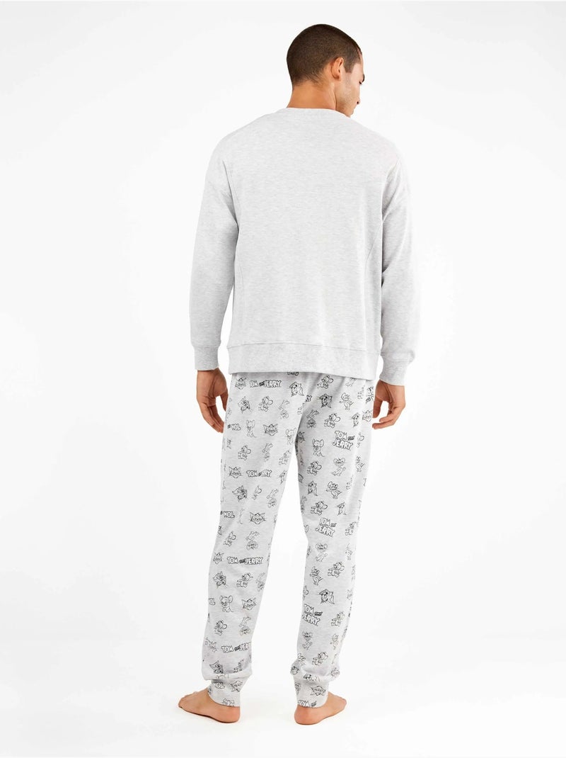 Pijama largo de hombre Tom and Jerry Family Time con algodón Gris jaspeado - Kiabi