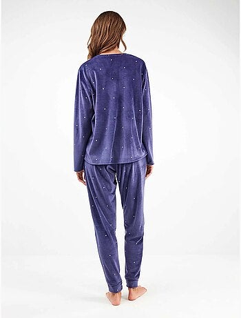 Pijama largo de lunares en tejido polar elástico