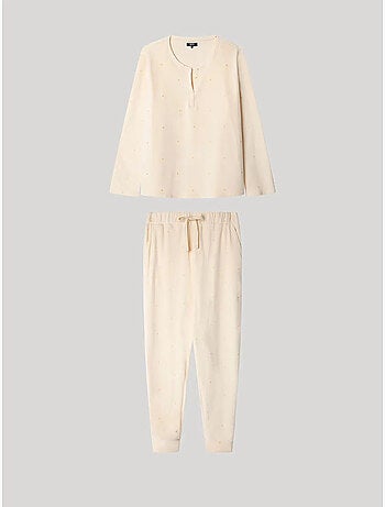 Pijama largo de lunares en tejido polar elástico