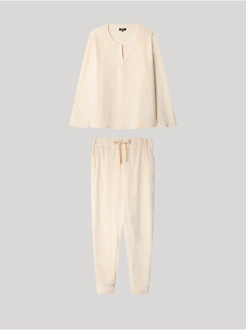 Pijama largo de lunares en tejido polar elástico - Kiabi Pijama largo de lunares en tejido polar elástico - Kiabi