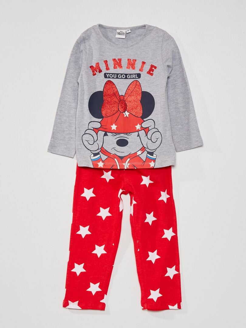 Pijama largo de - 2 piezas - gris/rojo - Kiabi - 10.00€