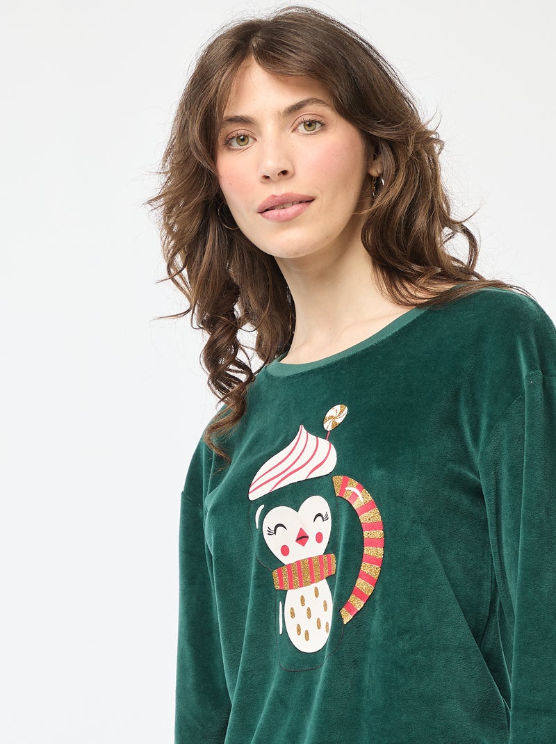 Pijama largo de Navidad - 2 piezas Verde - Kiabi