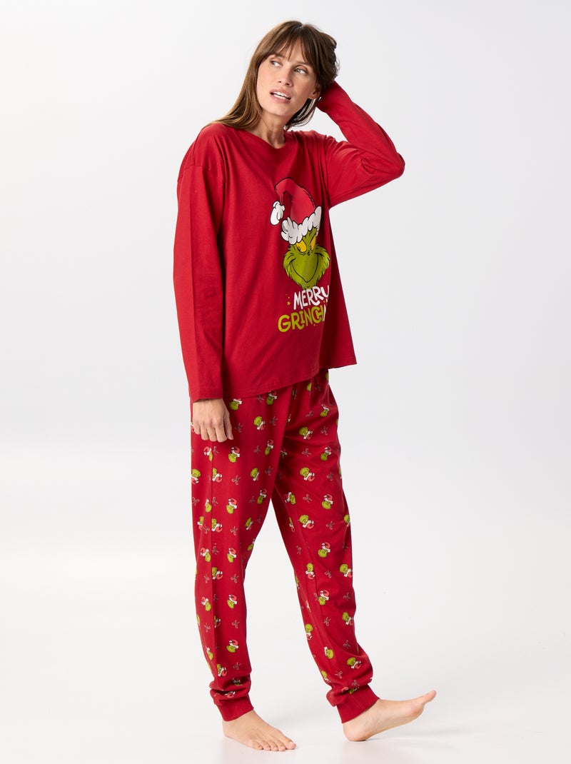 Pijama largo de Navidad "El Grinch" - 2 piezas Rojo - Kiabi