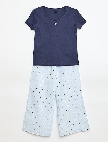 Pijama largo de popelina - 2 piezas