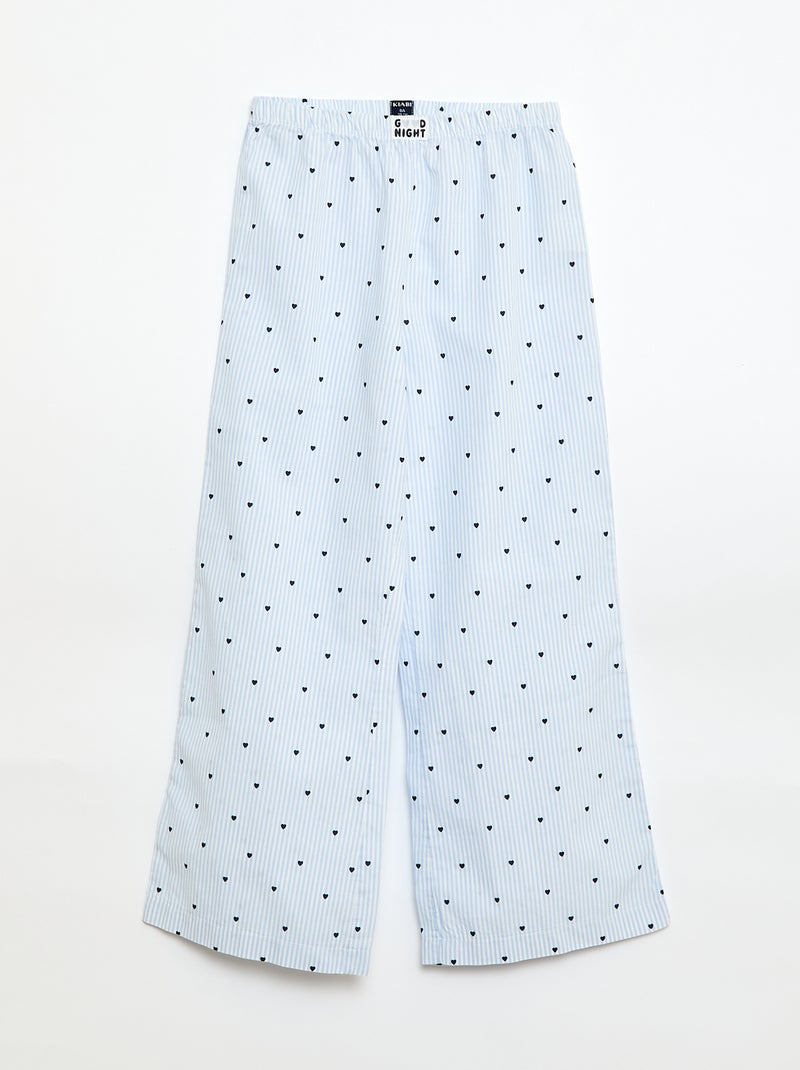 Pijama largo de popelina - 2 piezas Azul - Kiabi