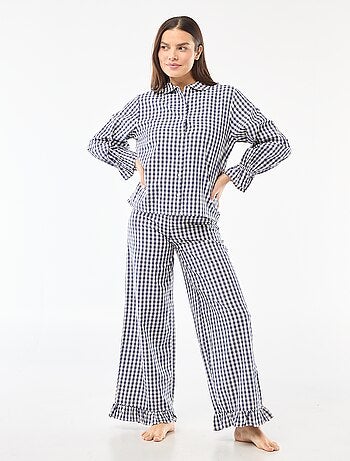 Pijama largo de popelina - 2 piezas