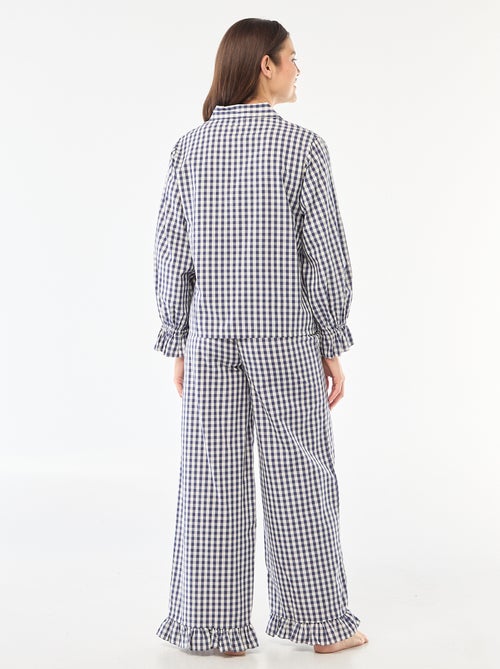 Pijama largo de popelina - 2 piezas - Kiabi