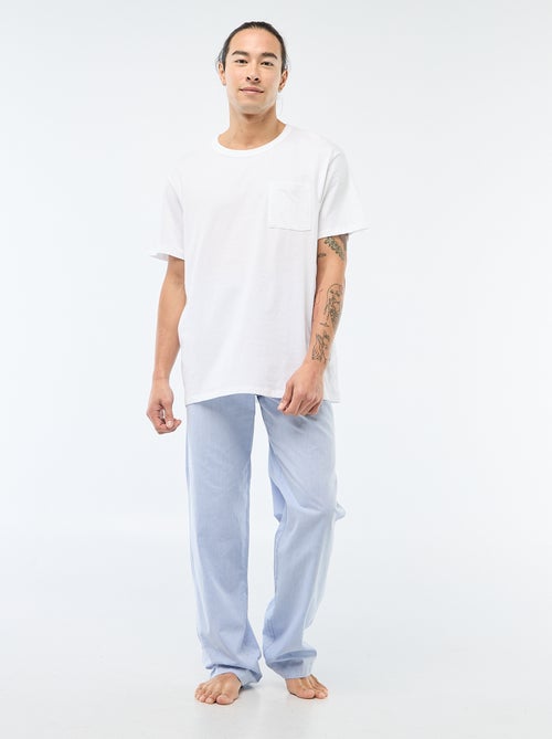 Pijama largo de popelina - 2 piezas - Kiabi