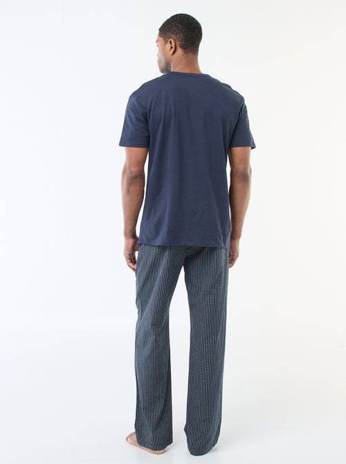 Pijama largo de popelina - 2 piezas - Kiabi