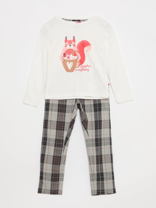 Pijama largo de popelina - 2 piezas - Kiabi