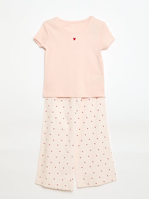 Pijama largo de popelina - 2 piezas - Kiabi