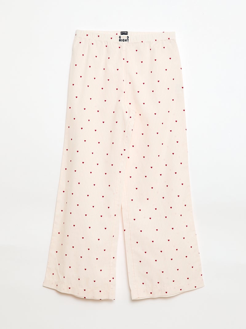 Pijama largo de popelina - 2 piezas Rosa - Kiabi