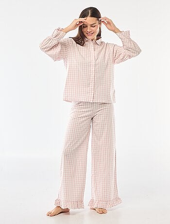 Pijama largo de popelina - 2 piezas