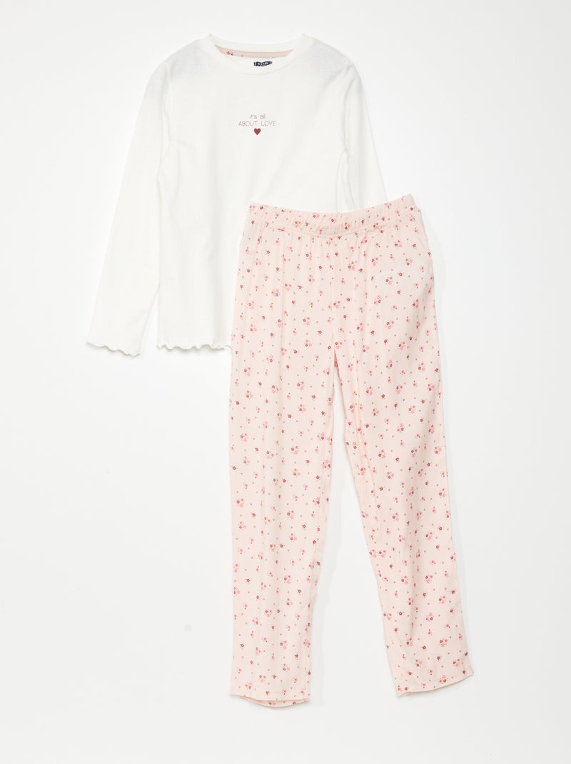 Pijama largo de punto - 2 piezas BEIGE - Kiabi