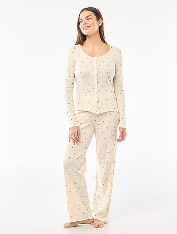 Pijama largo de punto calado - 2 piezas