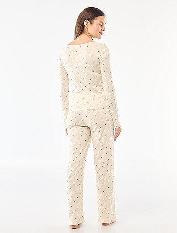 Pijama largo de punto calado - 2 piezas