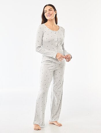 Pijama largo de punto calado - 2 piezas