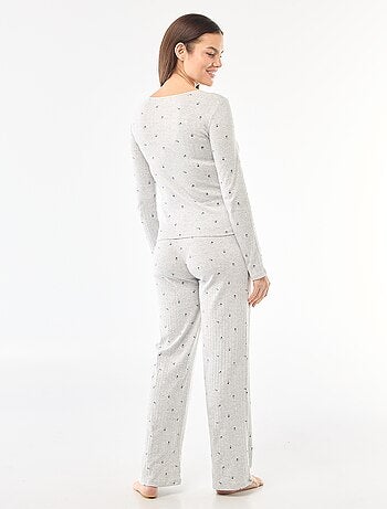 Pijama largo de punto calado - 2 piezas