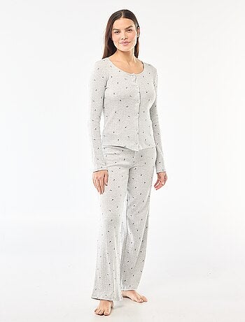 Pijama largo de punto calado - 2 piezas