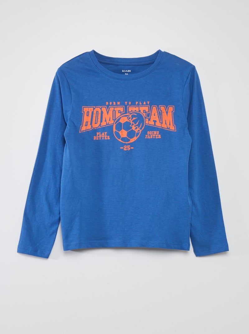 Pijama largo de punto con estampado - 2 piezas AZUL - Kiabi