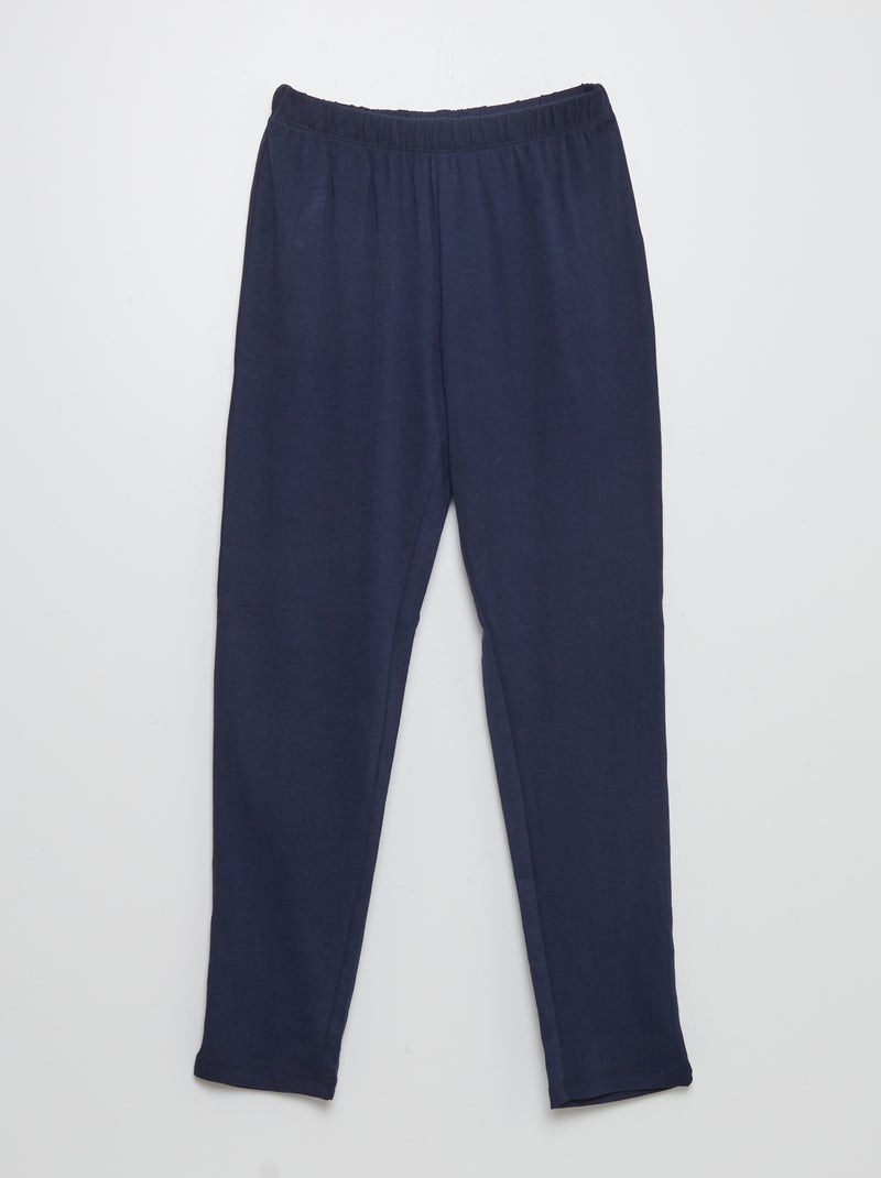 Pijama largo de punto con estampado - 2 piezas AZUL - Kiabi