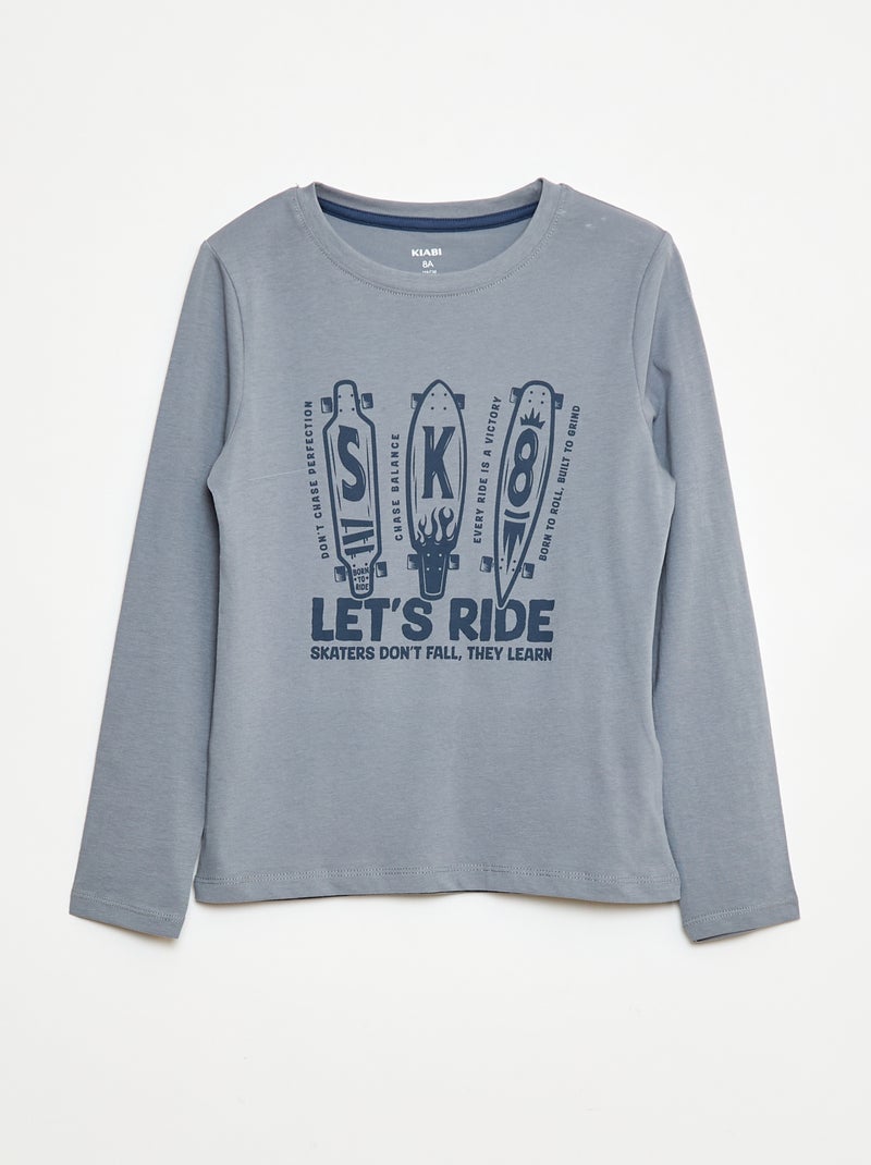 Pijama largo de punto con estampado - 2 piezas Azul - Kiabi