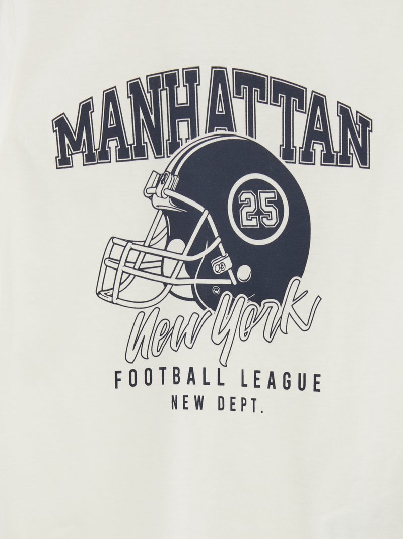 Pijama largo de punto con estampado - 2 piezas BLANCO - Kiabi