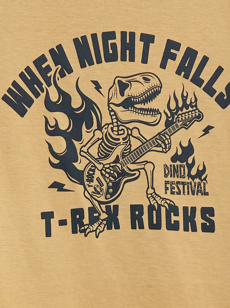 Pijama largo de punto con estampado - 2 piezas Marron - Kiabi