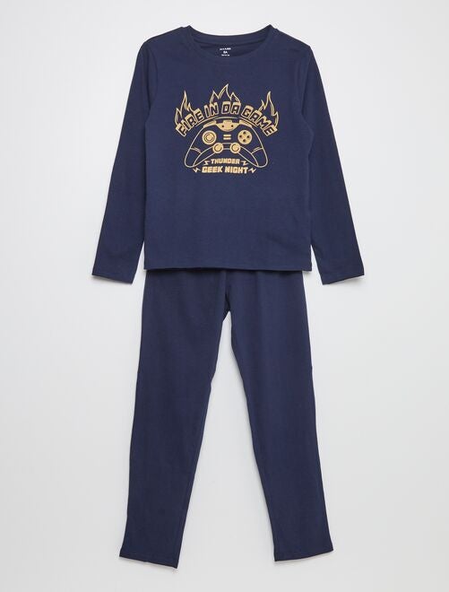 Pijama largo de punto con estampado - 2 piezas - Kiabi