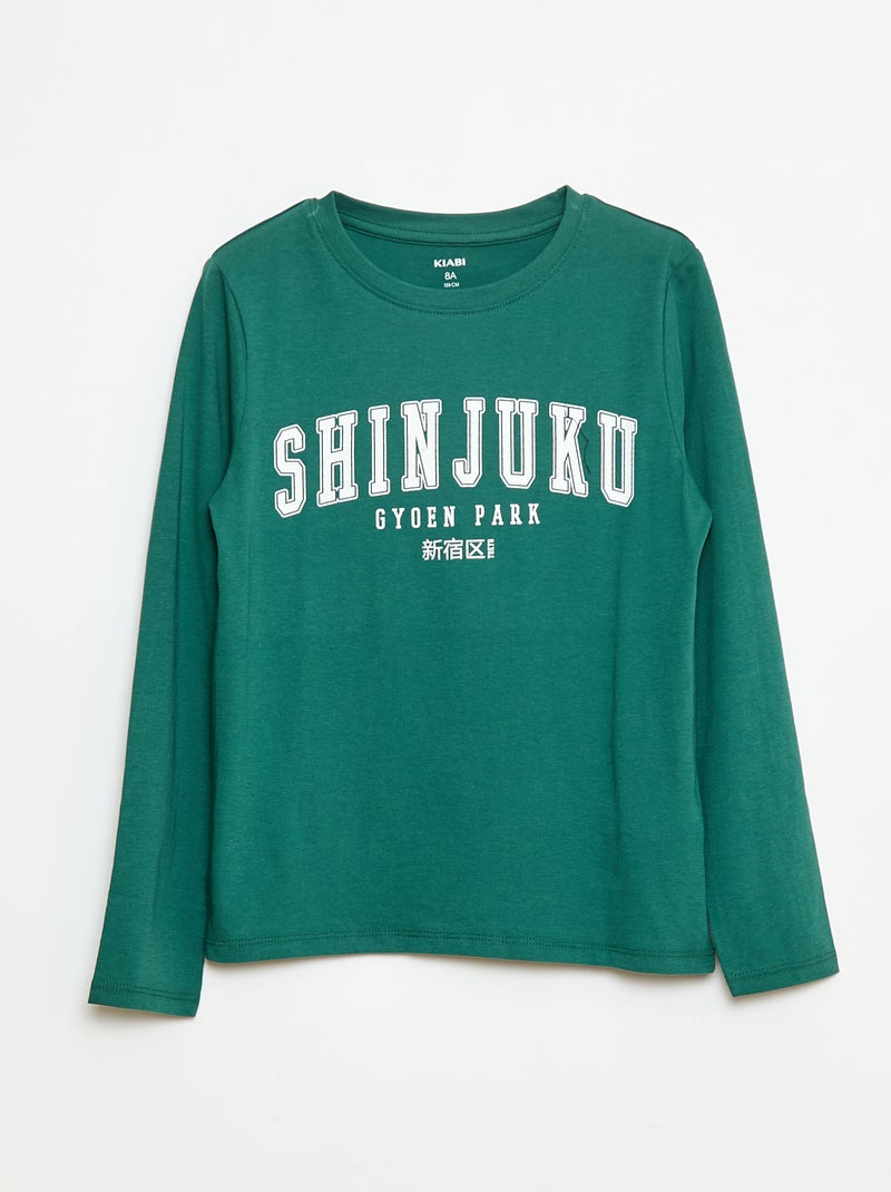 Pijama largo de punto con estampado - 2 piezas Verde - Kiabi