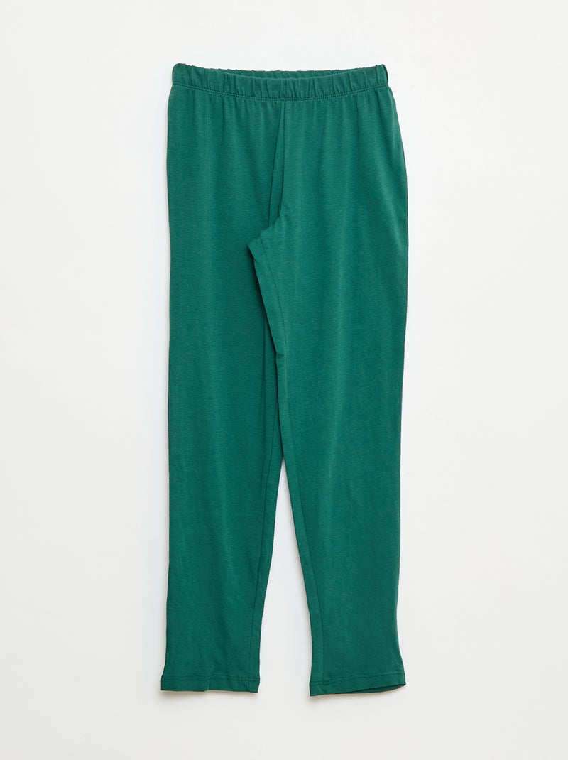 Pijama largo de punto con estampado - 2 piezas Verde - Kiabi