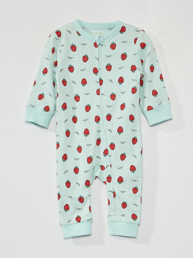 Pijama largo de punto con estampado AZUL - Kiabi