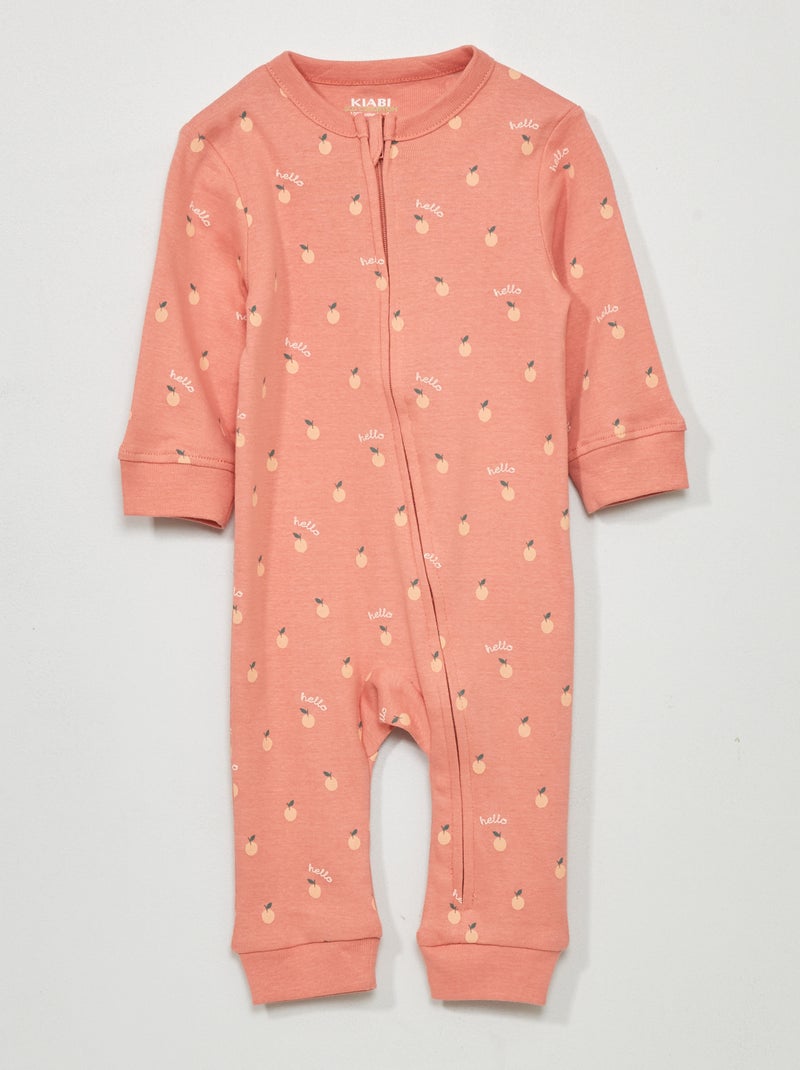 Pijama largo de punto con estampado ROSA - Kiabi