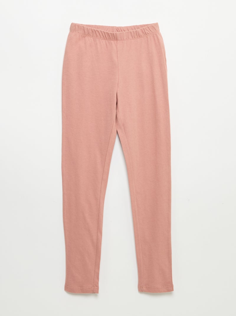 Pijama largo de punto de algodón - 2 piezas Rosa - Kiabi