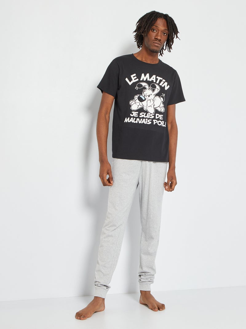 Pijama largo de punto 'Ideafix' - 2 piezas negro/gris - Kiabi