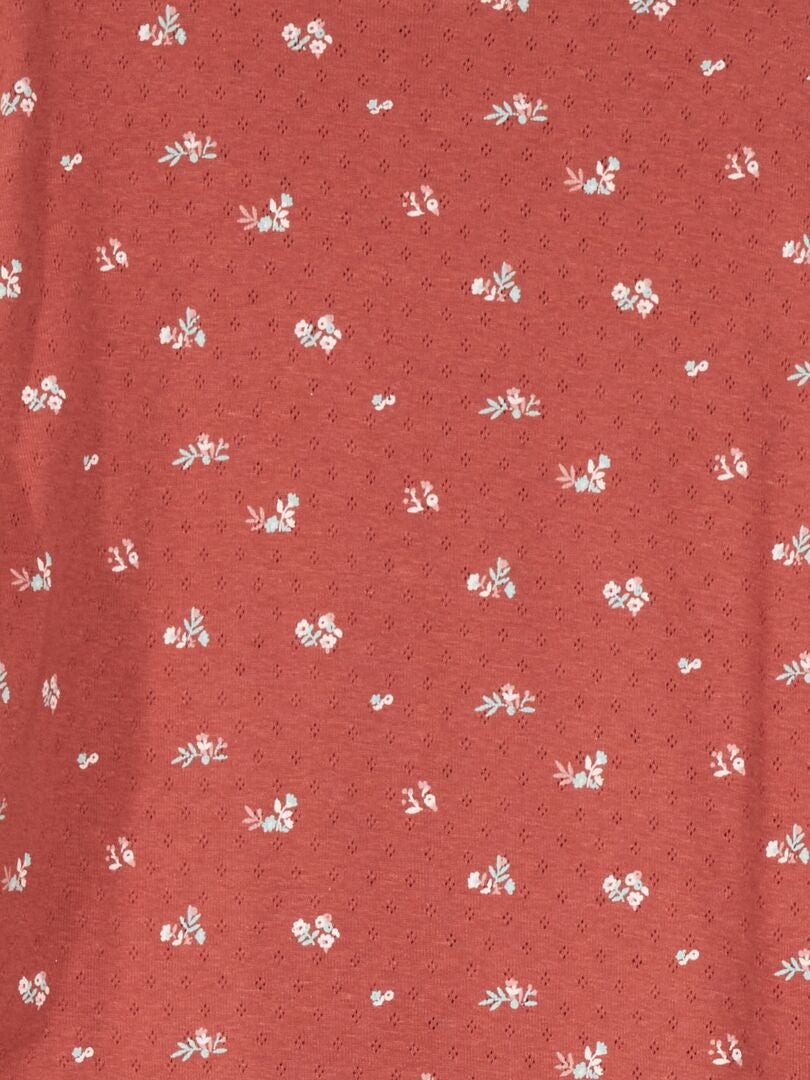 Pijama largo de punto pointelle  - 2 piezas ROJO - Kiabi