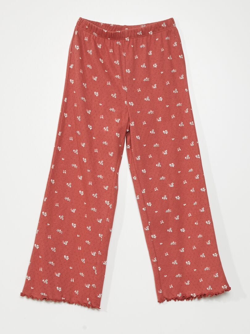 Pijama largo de punto pointelle  - 2 piezas ROJO - Kiabi