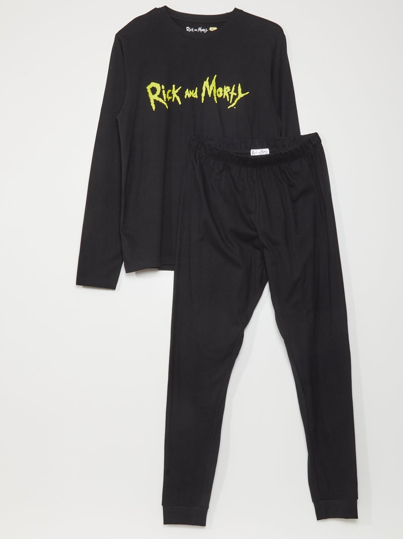Pijama largo de punto 'Rick and Morty' - 2 piezas negro - Kiabi