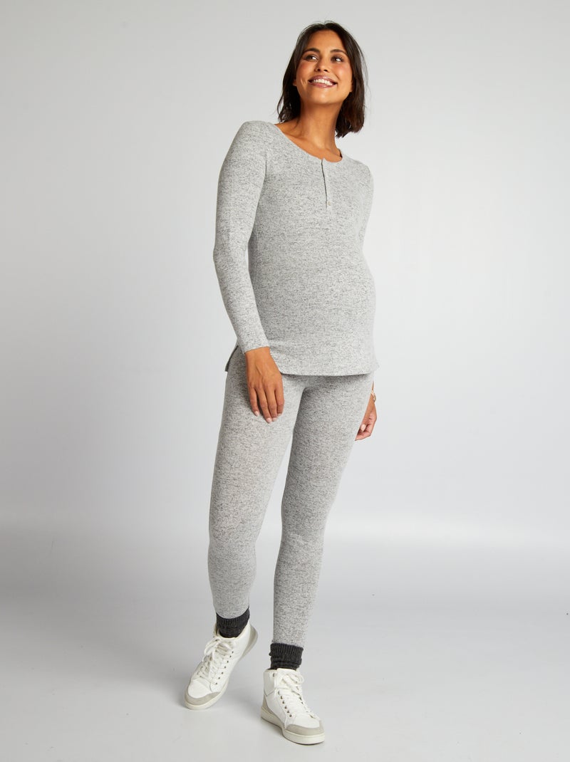 Pijama largo de punto suave - 2 piezas GRIS - Kiabi