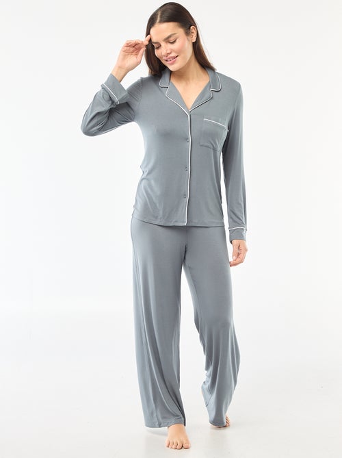 Pijama largo de punto suave elástico - 2 piezas - Kiabi
