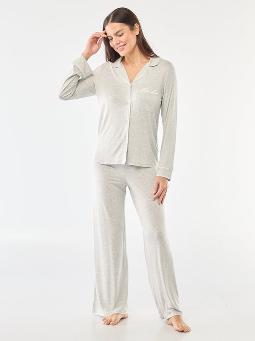 Pijama largo de punto suave elástico - 2 piezas - Kiabi
