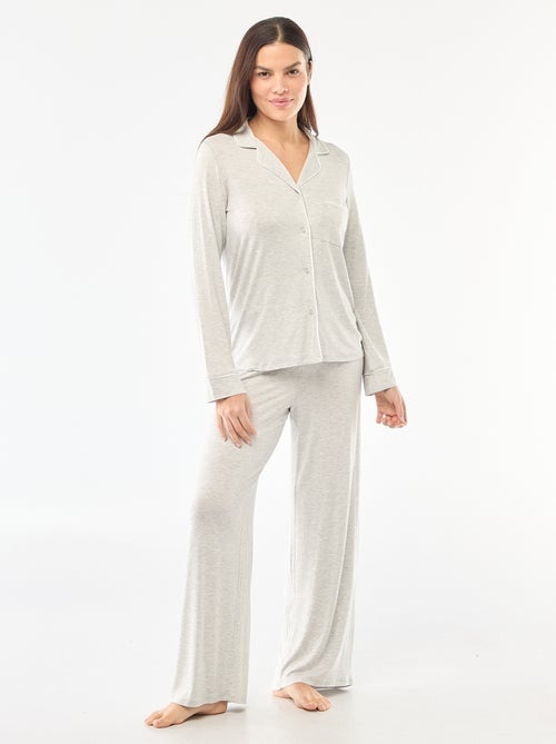 Pijama largo de punto suave elástico - 2 piezas - Kiabi